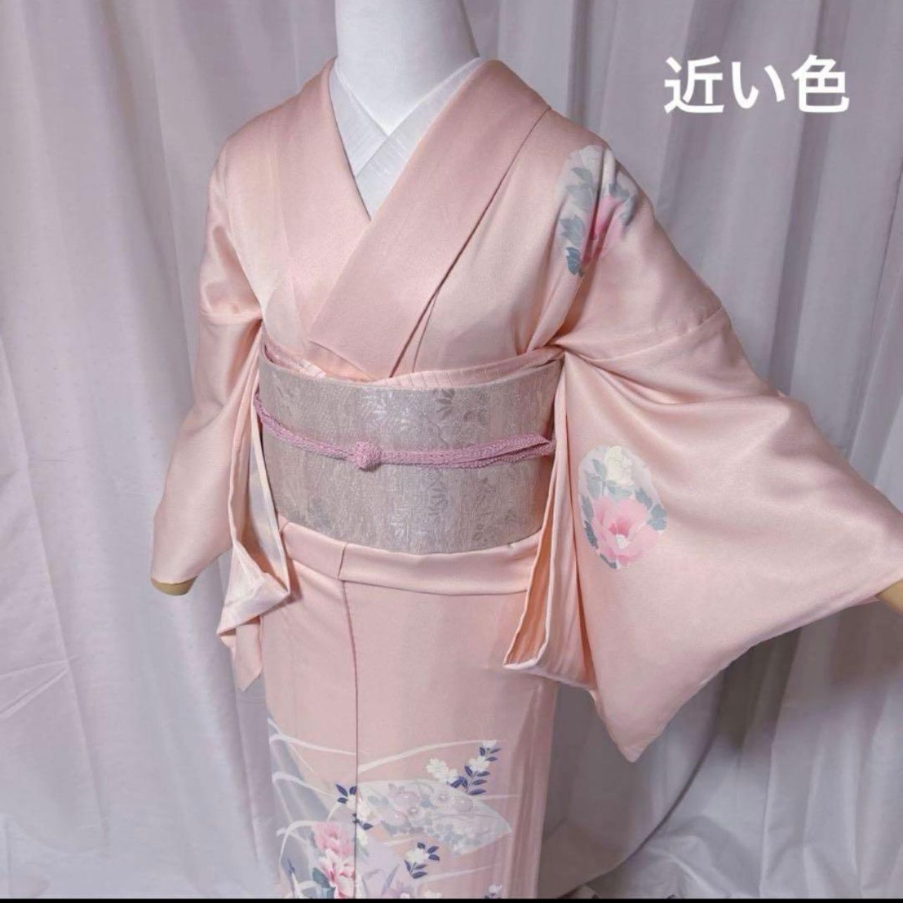 極美品 正絹 単衣訪問着 フルセット 薄桜色 夏袋帯付 夏小物 長襦袢 