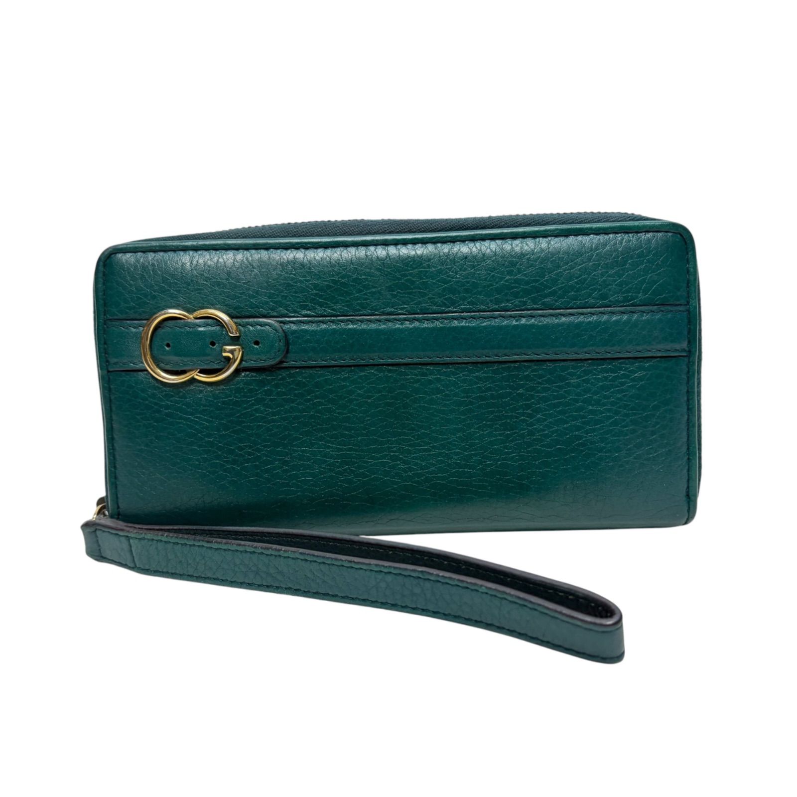 4343 GUCCI グッチ 長財布 ラウンドファスナー グリーン レザー