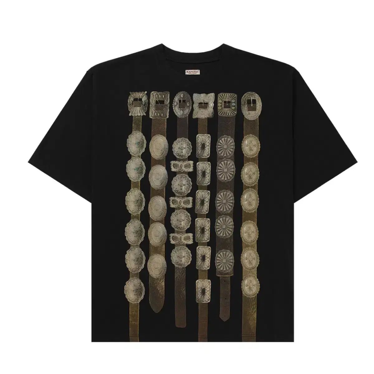 XL) KAPITAL 20 クルー コンサートベルト 半袖 Tシャツ ブラック クルーネック