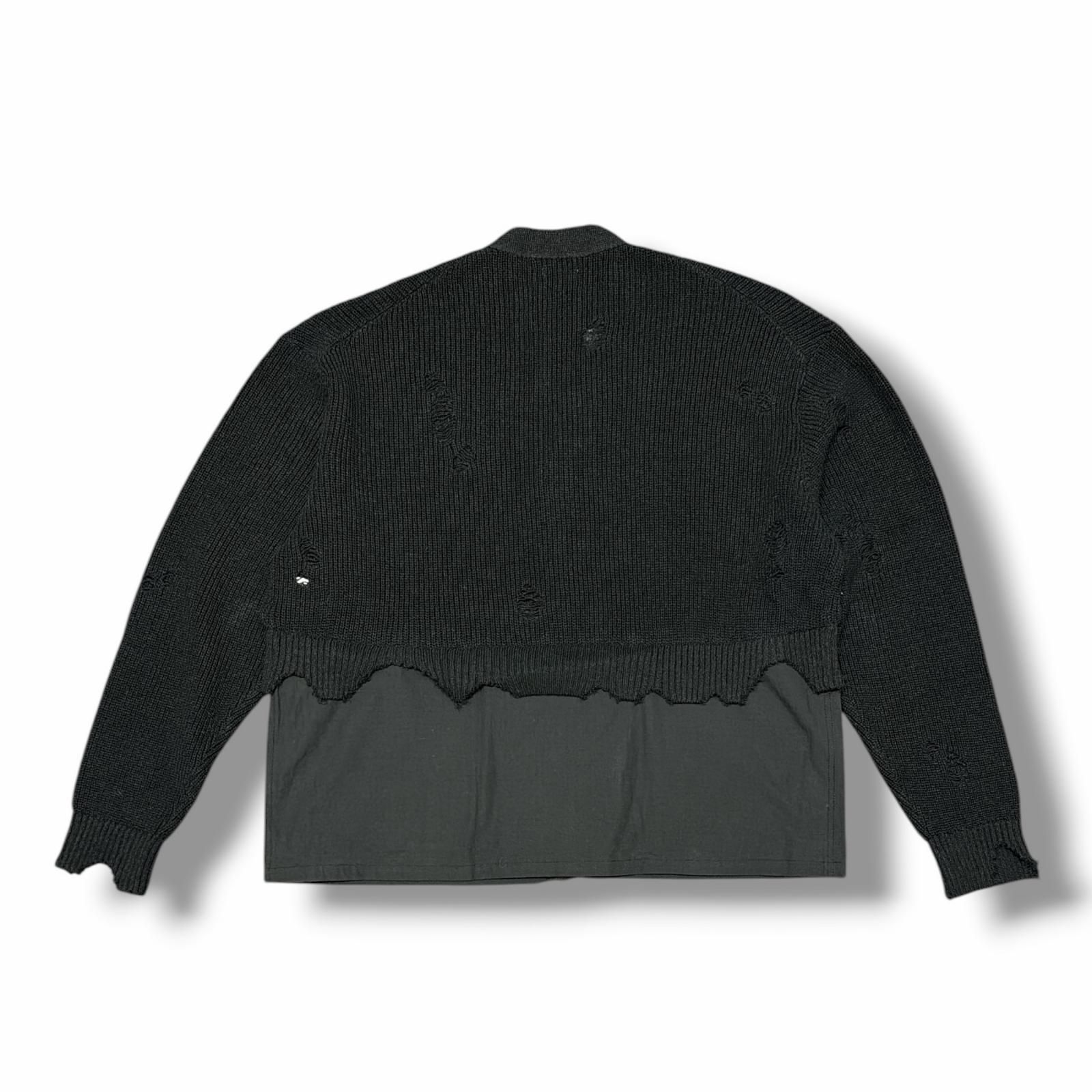 参考上代72600円 未使用 KHOKI 26SS Destroyed Knit Cardigan ニットカーディガン セーター コッキ 26ss-k-02 ブラック 1 （15454M） 参考上代72600円 未使用 KHOKI 26SS Destroyed Knit Cardigan ニット