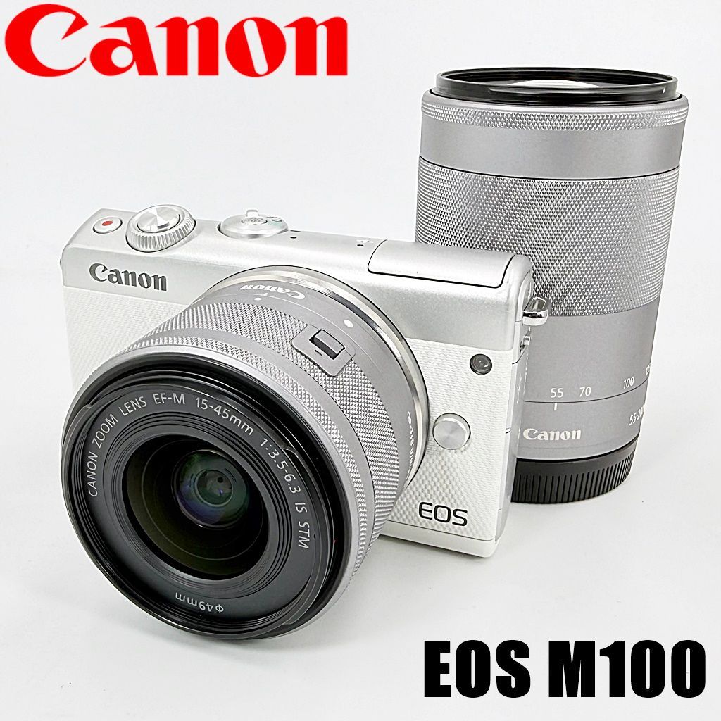 キヤノン CANON EOS M100 ダブルズームキット ホワイト ミラーレス カメラ 中古