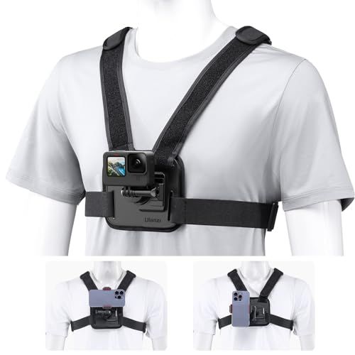 Ulanzi チェストハーネス GoPro用 アクセサリー スマホ チェストマウント クイックリリース スマホホルダー付き ウェアラブルカメラ ベルト クイックリリース ショルダー 調節可能なチェストストラップ POV動画撮影 旅行 アウトド cc4d148f