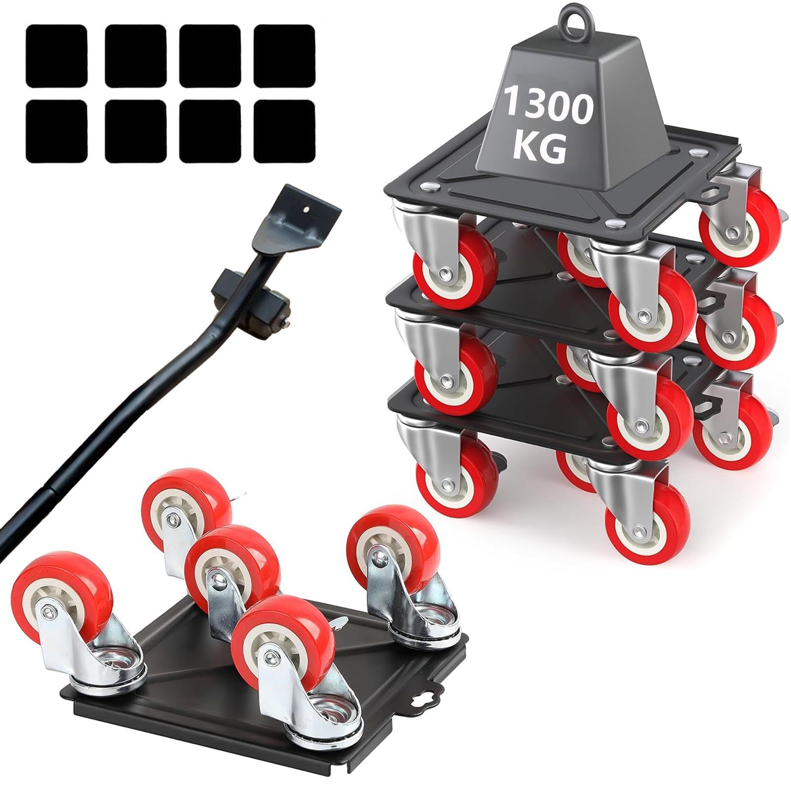 家具移動 【5輪 耐荷重1300KG】360度回転 家具移動ツール らくらくヘルパー 家具 移動 金属製 台車 軽がるキャリー 家具移動・掃除用ラクラクキャリー 耐震静音 家具移動キャスター ミニ台車 重物 取扱説明書付き(13.5cm×13 210e1d30