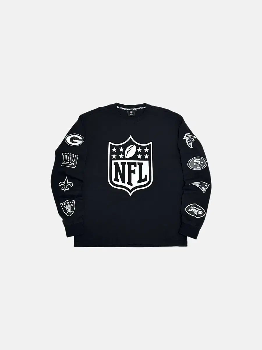 NFLチームロゴ ロングスリーブ 長袖Tシャツ ブラック