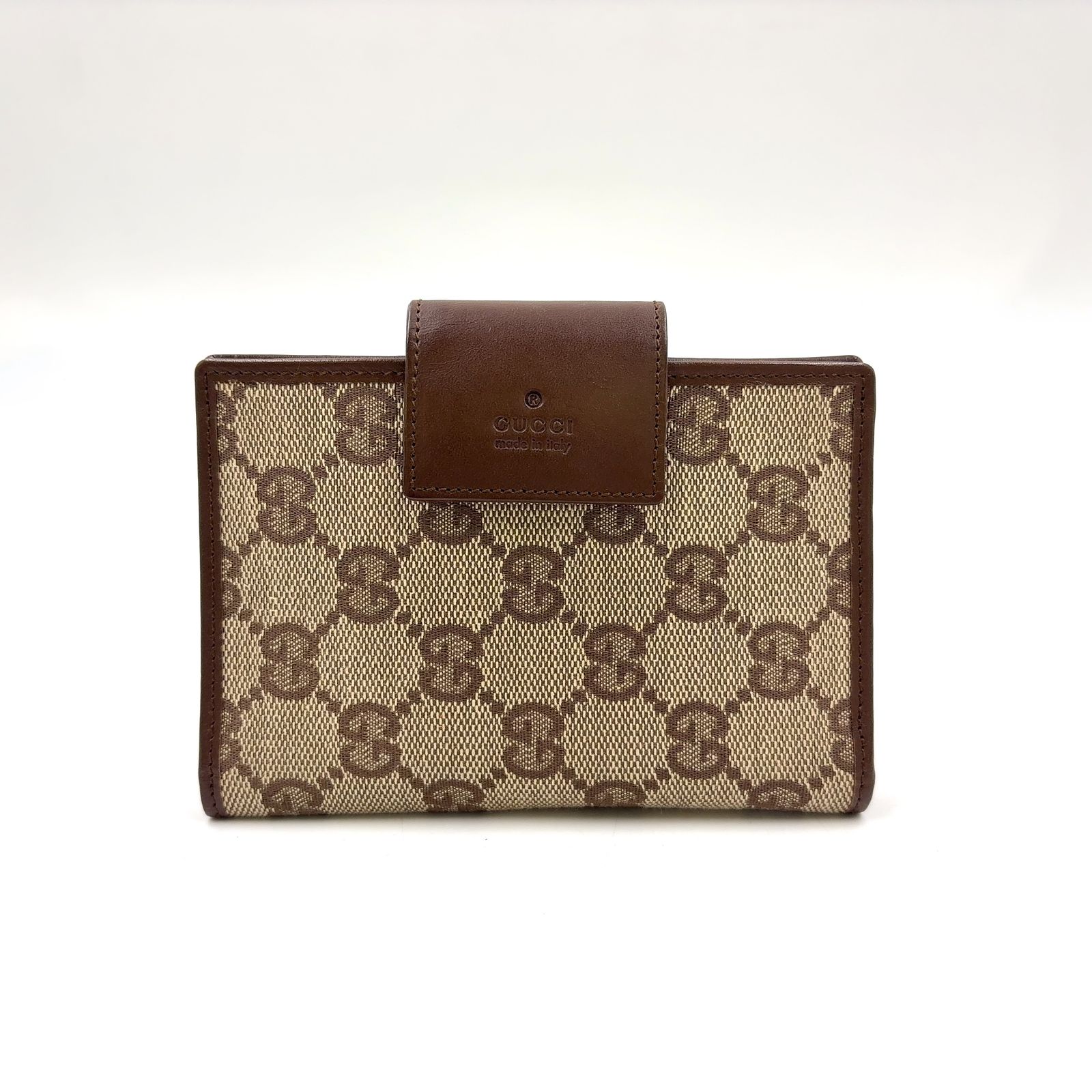 【新着】GUCCI GGキャンバス レザー×キャンバス ブラウン 手帳カバー シルバー