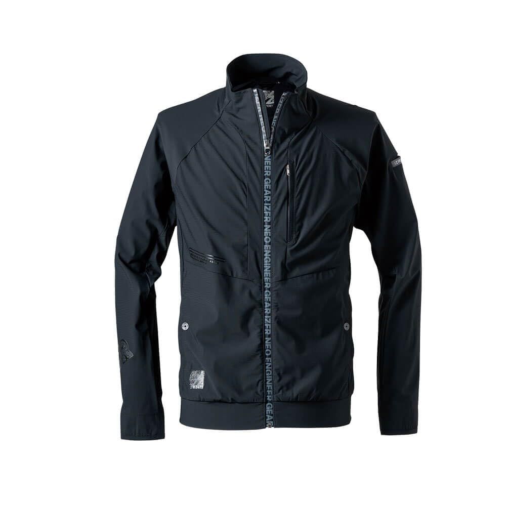 新品 [アイズフロンティア] 春夏 作業服 超接触冷感 ナイロン ストレッチ ワーク ジャケット 3418 3L 5ブラック
