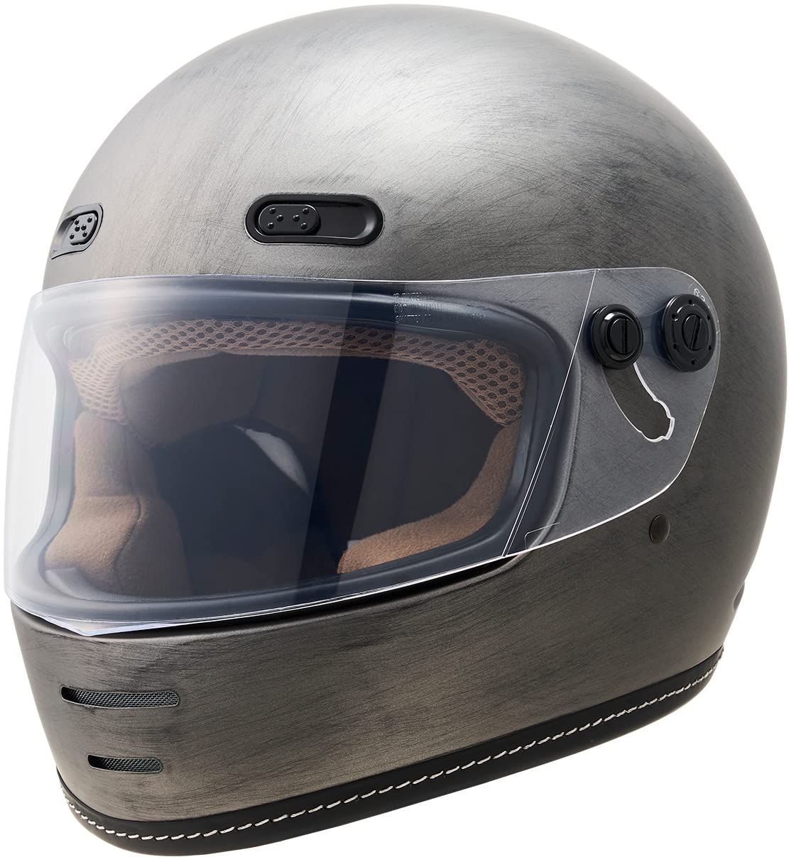 新品 マルシン工業 マルシン(MARUSHIN) バイクヘルメット ネオレトロ フルフェイス END MILL (エンド ミル) フラットスクラッチグレー XLサイズ (61-62cm) MNF1 2001332