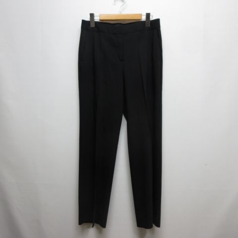 マックスマーラ MAX MARA 美品 ストレート パンツ スラックス 40 黒 ブラック 薄手 ジッパーフライ センタープレス イタリー製