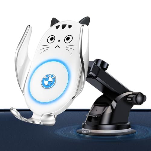 Fudia 可愛い 車載スマホホルダー 【光るねこデザインｘ 吸盤】 スマホスタンド 車 15W急速ワイヤレス充電 ゲル粘着吸盤＆エアコン対応 片手操作 360°回転 Qi認証iPhone17/16/15/14/13/12 Android対応 96263717