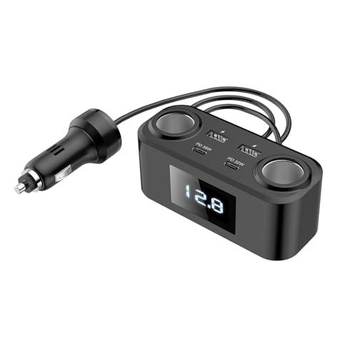 SHEAWA カーチャージャー 急速充電 QC3.0 USB2ポート Type-Cポート シガーソケット2連 PD35W+PD22W Quick Charge 3.0 電圧計 12V/24V 車用USB充電器 iPhone、Android、i 9de245b9