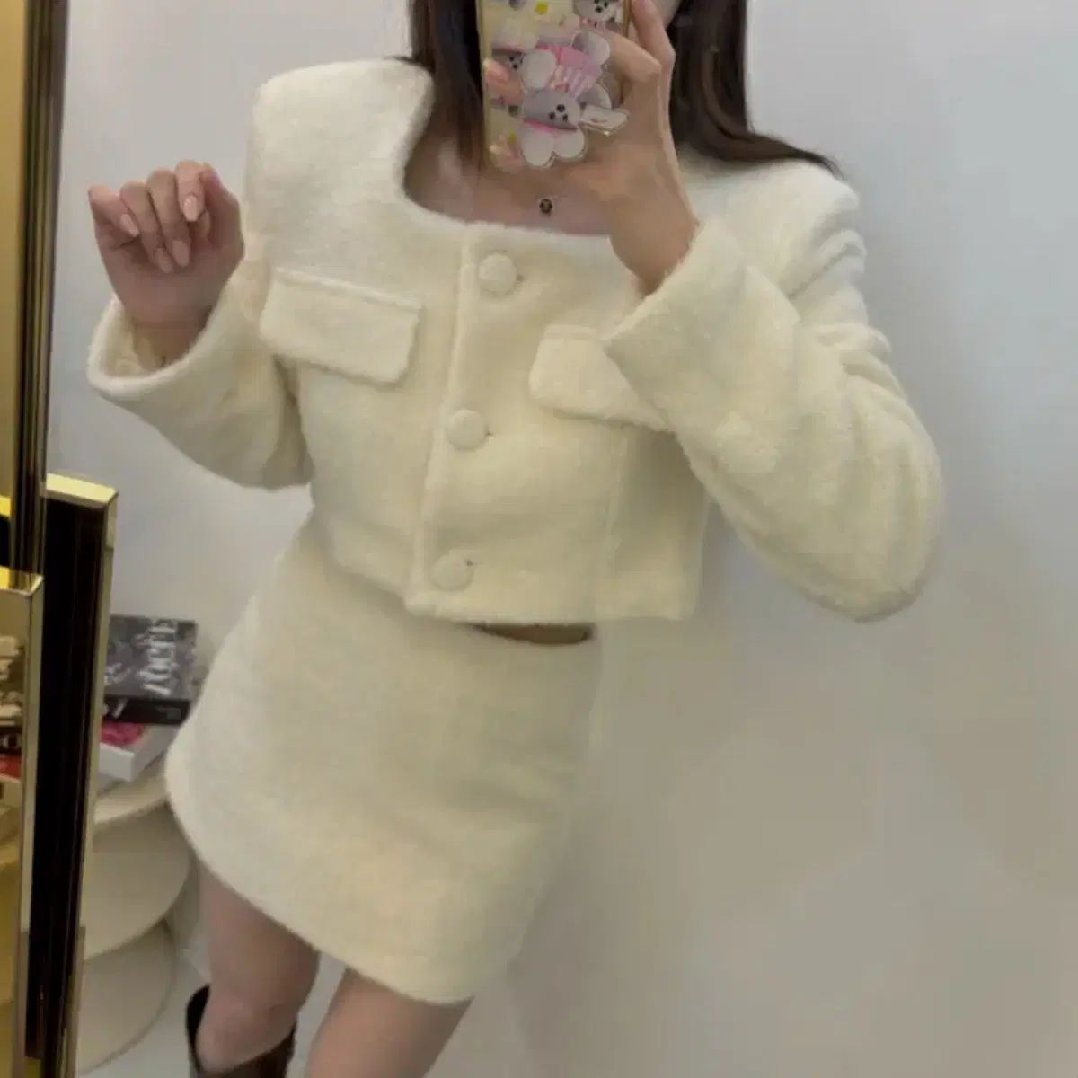 白ツイード セットアップ