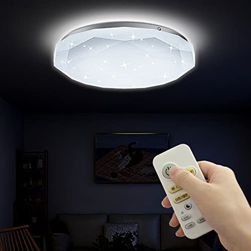POOPEE LEDシーリングライト 8畳 リモコン付 無段階連続調光調色 昼光色 電球色 30W 3800LM 間接光常夜灯モード メモリ機能 15分/30分/60分スリープタイマー 省エネ 天井照明器具 和室 洋室 ルーム 星空効果 日本 2bd0b15f