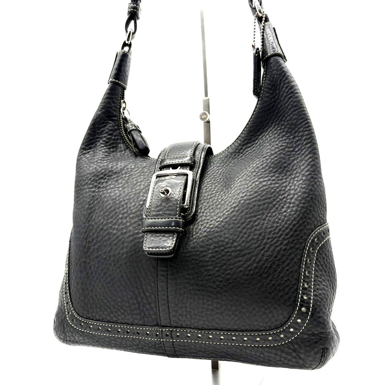 COACHコーチ ホーボー ワンショルダーバッグ ブラック レザー 金具 