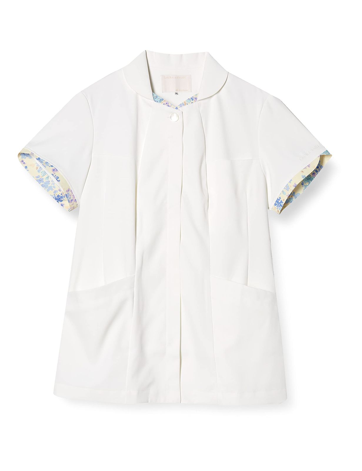 新品 (ローラ アシュレイ)LAURA ASHLEY(ローラアシュレイ) ナースジャケット半袖【制菌/帯電防止/防汚/透け防止/吸水】医療白衣LW801-13 LW801-13 オフホワイト/アメリ ブルー L