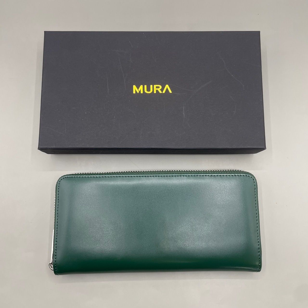新品未使用 訳あり MURA ムラ 長財布 ラウンドファスナー レザー 緑 