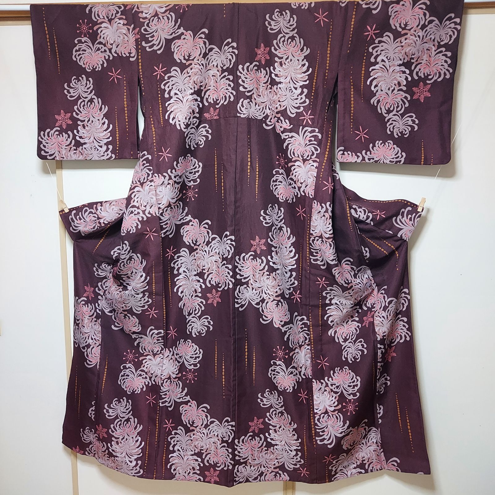 ポリエステル着物専門店in.style◇美品◇小紋着物◇単衣◇広衿◇洗える