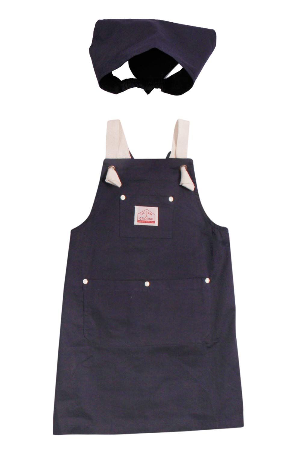 新品 [オーシャン&グラウンド] エプロン 三角巾 セット 子供 キッズ 女の子 男の子 1918003 : ネイビー S
