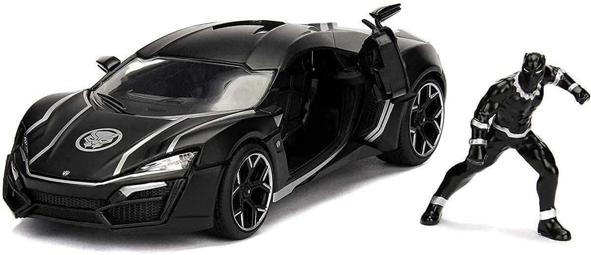 新品 1:24 MARVEL BLACK PANTHER & LYKAN HYPERSPORT ブラックパンサー ミニカー