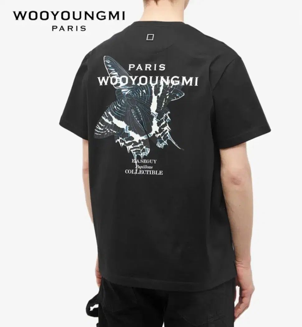 WOOYOUNGMI ウーヨンミ バタフライ バックロゴ 半袖Tシャツ ブラック
