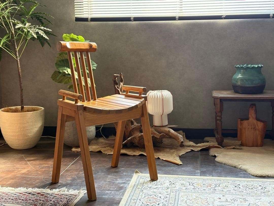 希少　デザイン家具　スポークチェア　木製チェア　個性的　店舗什器　椅子　IK 希少 デザイン家具 スポークチェア 木製チェア 個性的 店舗什器 椅子