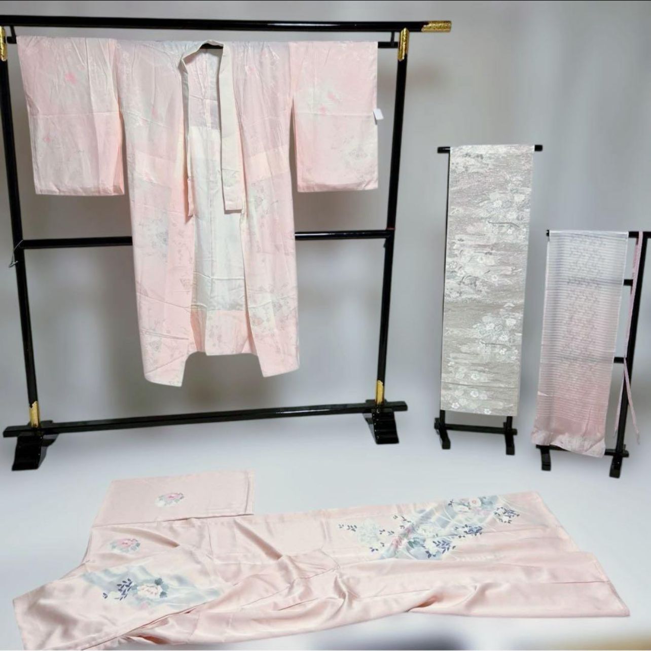 極美品 単衣 訪問着 フルセット 美品夏帯 美品夏帯揚げ 新品帯締め 