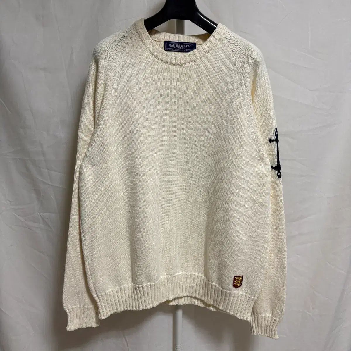 ガンジーウーレンズ Fisherman(フィッシャーマン) クルーネック ニット / アイボリー XL