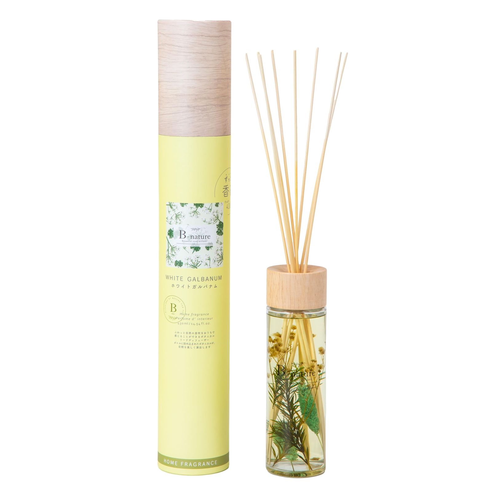 新品 藤栄(FUJIEI) B-nature リードディフューザー ホワイトガルバナム 430ml BN-009 ハーバリウム ボタニカル 香り インテリア 芳香剤 大容量 リビング