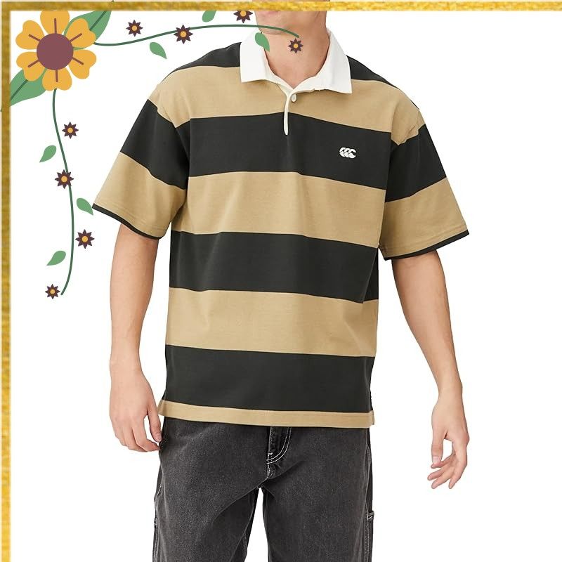 [カンタベリー] S/S 4INCH STRIPE RUGBY JERSEY 34_カーキ XS