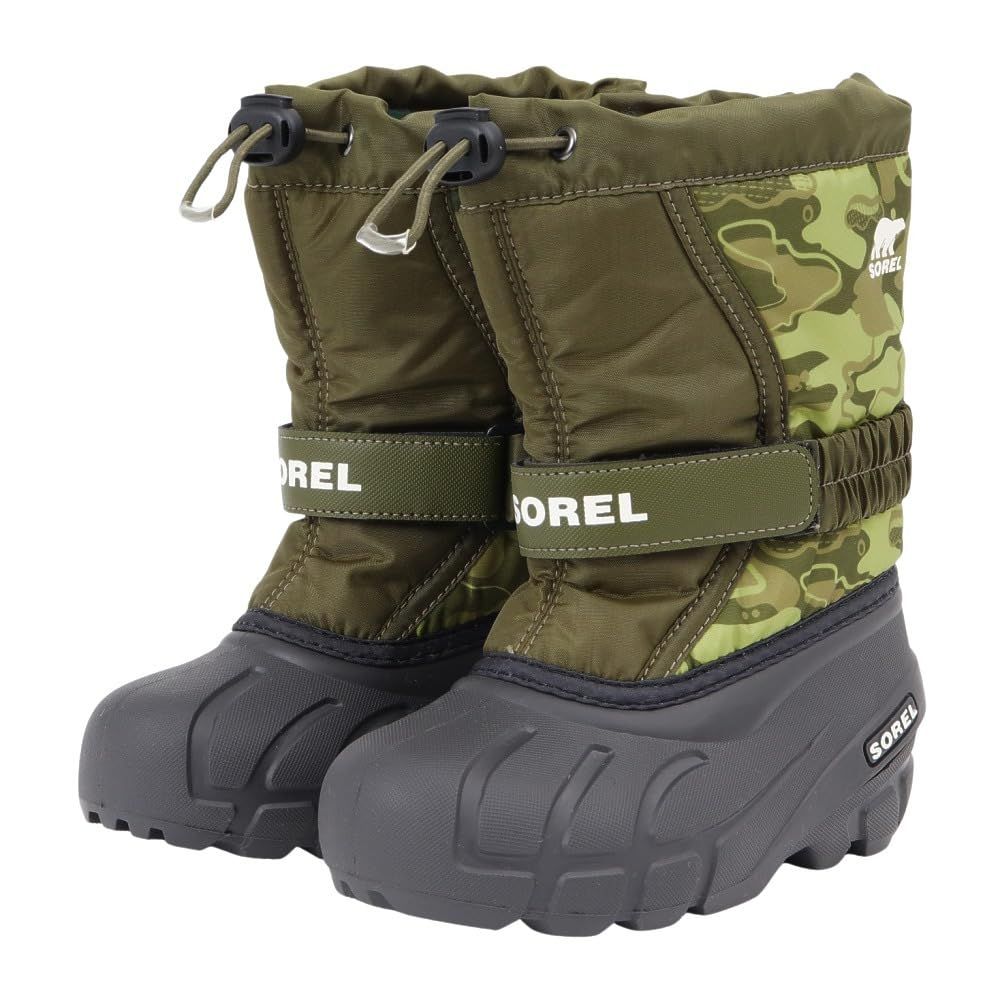 新品 ソレル（SOREL） ジュニア ブーツ カジュアルシューズ チルドレンズフルーリー ブーツプリント NC5195 356（グリーン/１８/Jr）