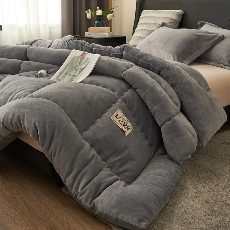 新品 songlibin 掛け布団 シングル150*200cm3.5kg あったか フランネル 毛布 がいらない 掛ふとん かけふとん 掛布団 布団 寝具 冬用 冬 暖かい グレー