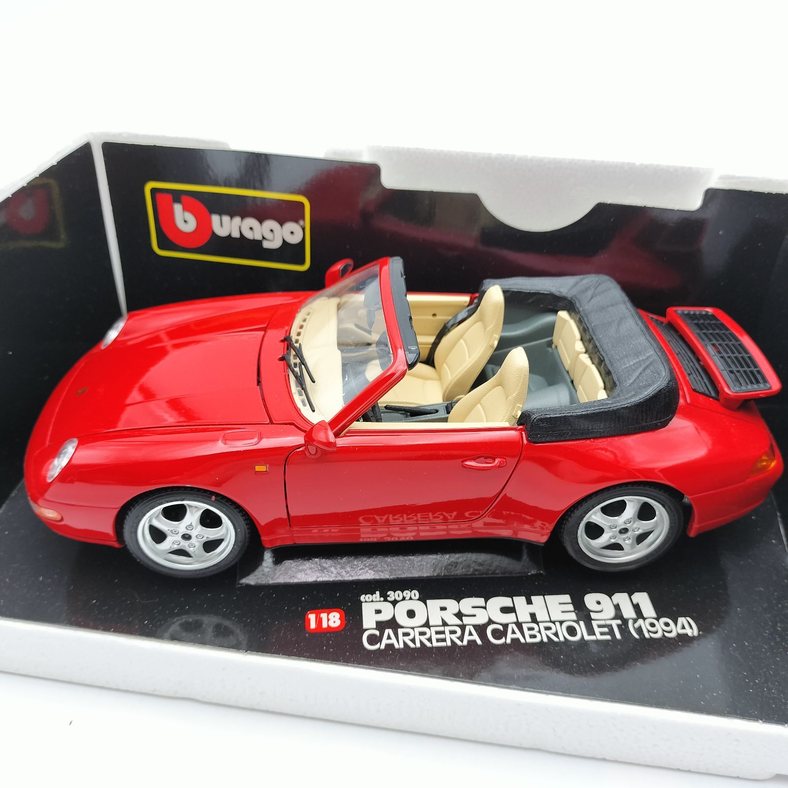 ブラゴ　ポルシェ911 カレラカブリオレ1994 Bburago】ブラーゴ 1/18 ポルシェ 911 カレラ カブリオレ 1994 レッド