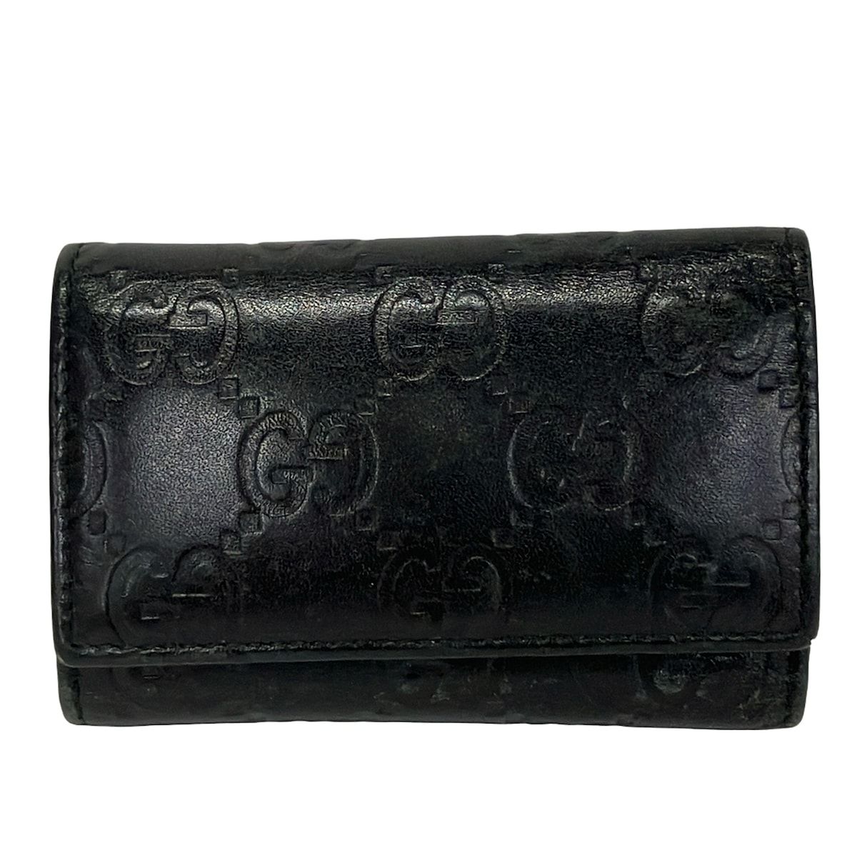 GUCCI(グッチ) キーケース シマライン 138093 黒 6連フック レザー