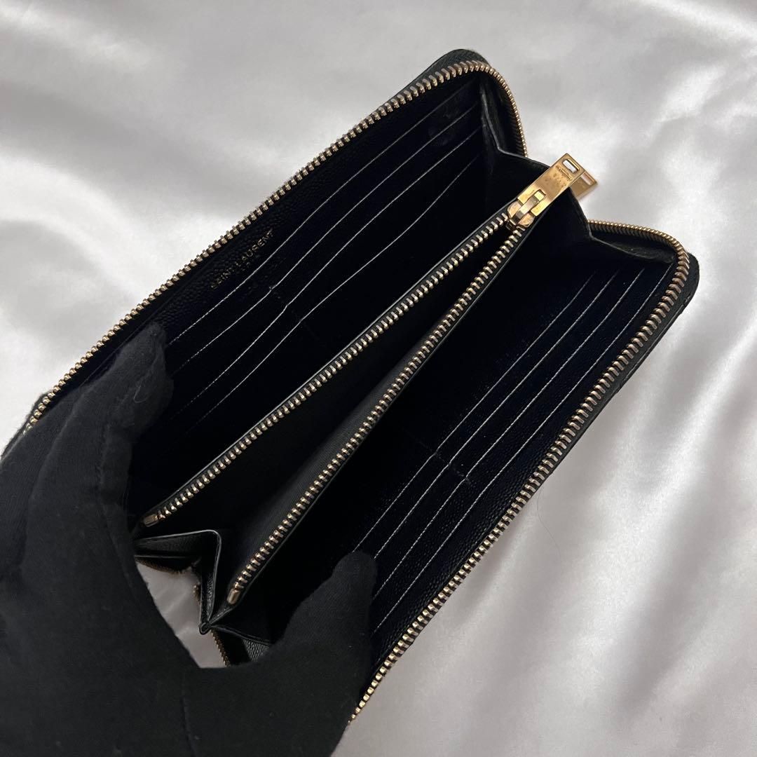 ◇箱袋付き超美品◇サンローラン 長財布 キャビアスキン ラウンド
