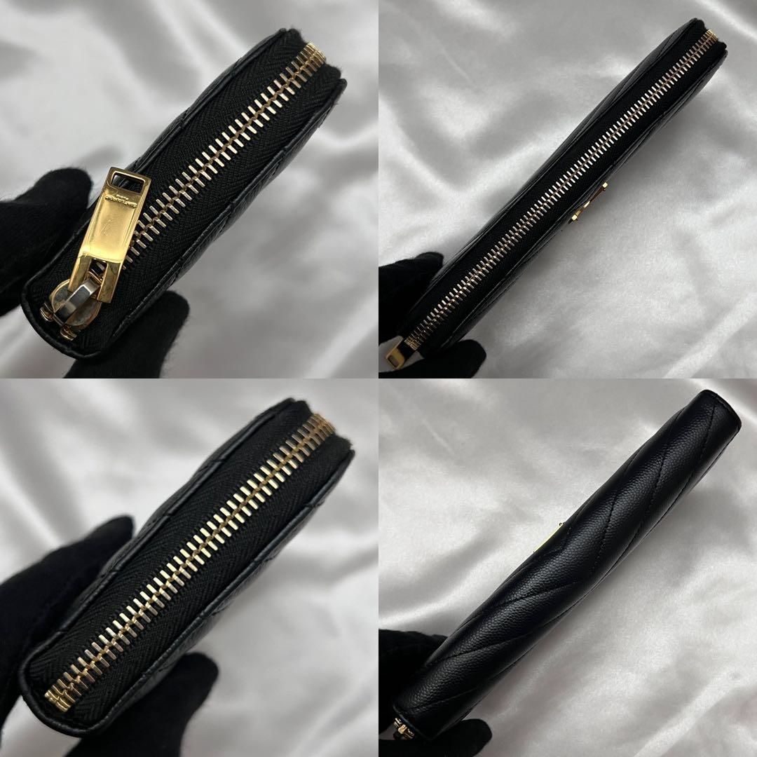 ◇箱袋付き超美品◇サンローラン 長財布 キャビアスキン ラウンド