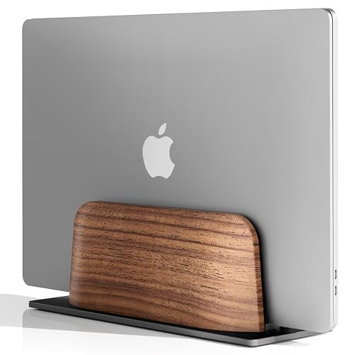 amesoba ウォールナット/アルミ 縦置き型 ノートパソコンスタンド クラムシェル デスクシェルフ MacBook Pro/Air//iPad (ウォールナット, 1台収納)ｍａ c1cd0599