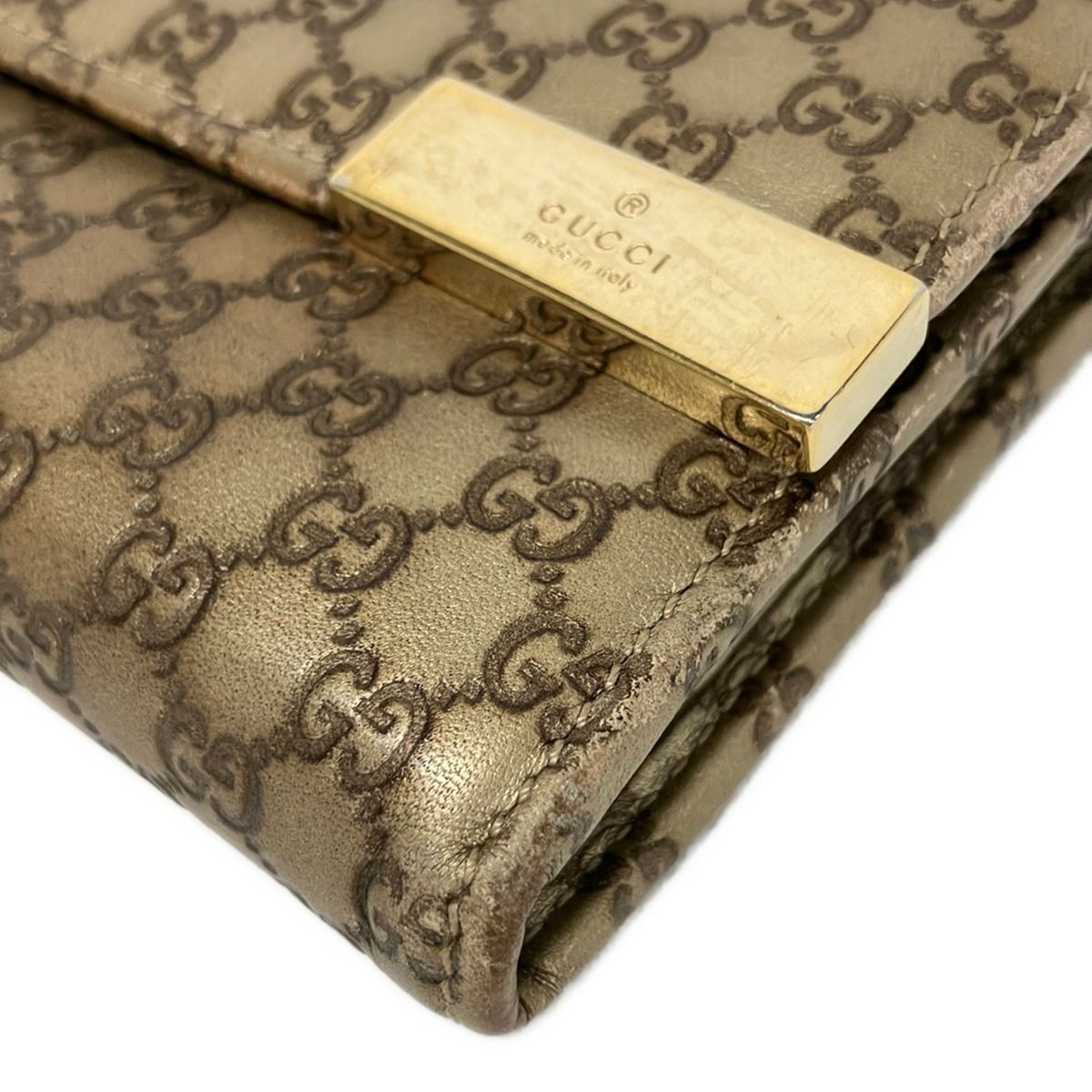 GUCCI マイクログッチシマ レザー 長財布 ゴールド 【公式通販】