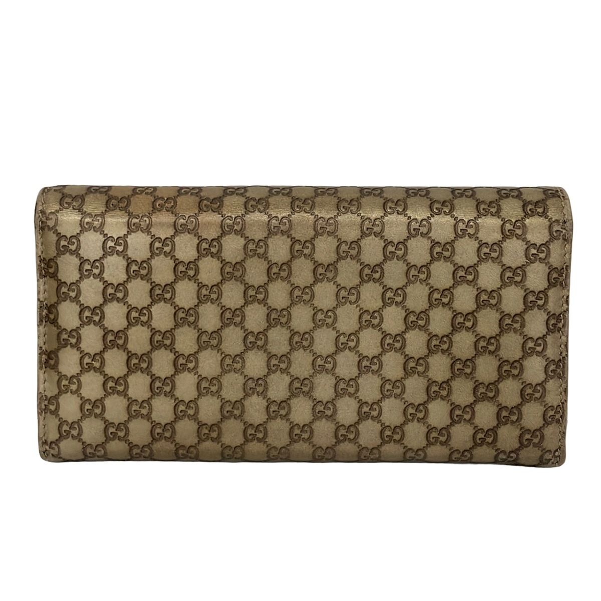 GUCCI(グッチ) 長財布 マイクログッチシマ 291099 ゴールド レザー 