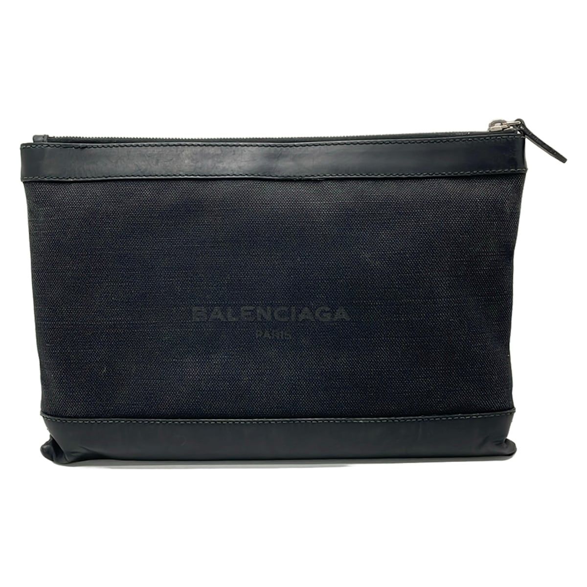 BALENCIAGA(バレンシアガ) クラッチバッグ ネイビークリップM 373834 黒 レザー