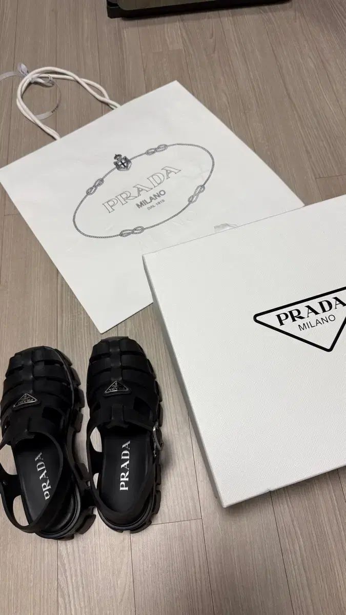 PRADA プラダ サンダル ラバー ソフト ケージ ウール モノリス フォーム 36