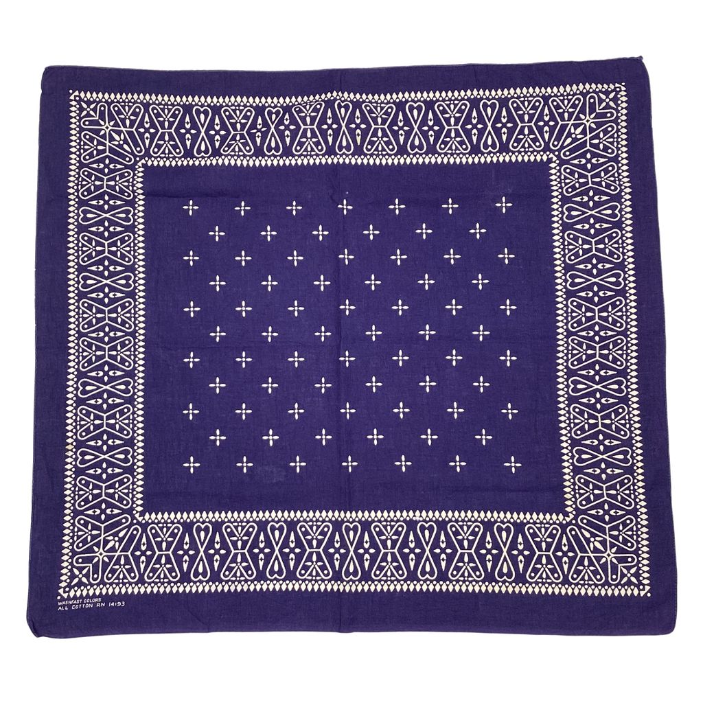 Vintage Bandana MADE IN USA 60s RN14193 WAMCRAFT Cross 片耳 セルビッジ クロス柄 B-576