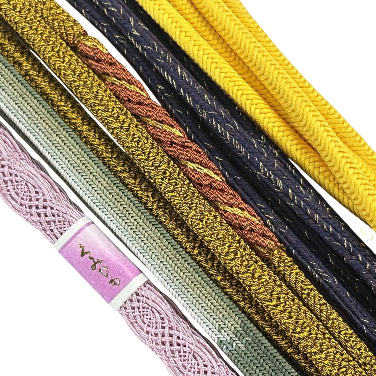 帯締め 優品 帯締め5本セット 薄紫 正絹 和装小物 【中古】