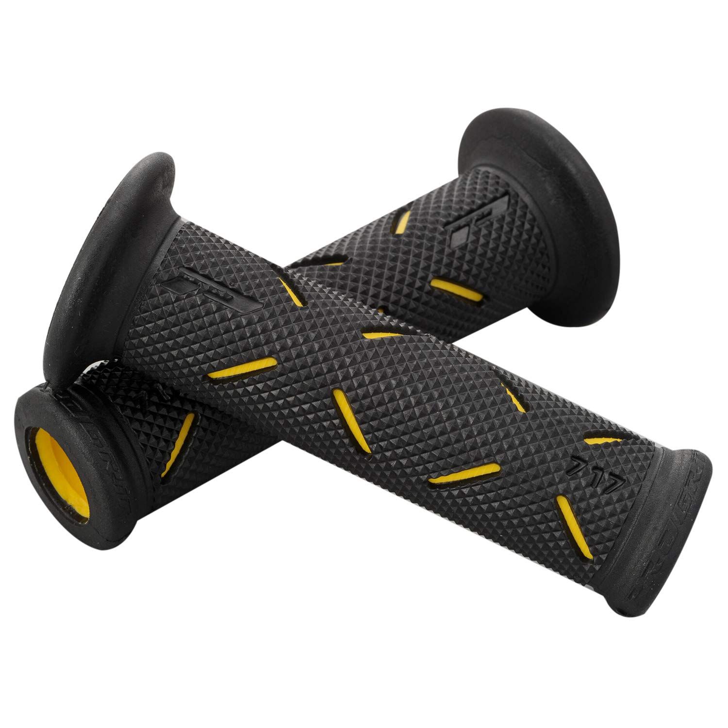 新品 デイトナ(Daytona) PROGRIP(プログリップ) バイク用 グリップ ハンドル径φ22.2用 122mm 耐振ゲル エンド貫通 717タイプ イエロー 98039