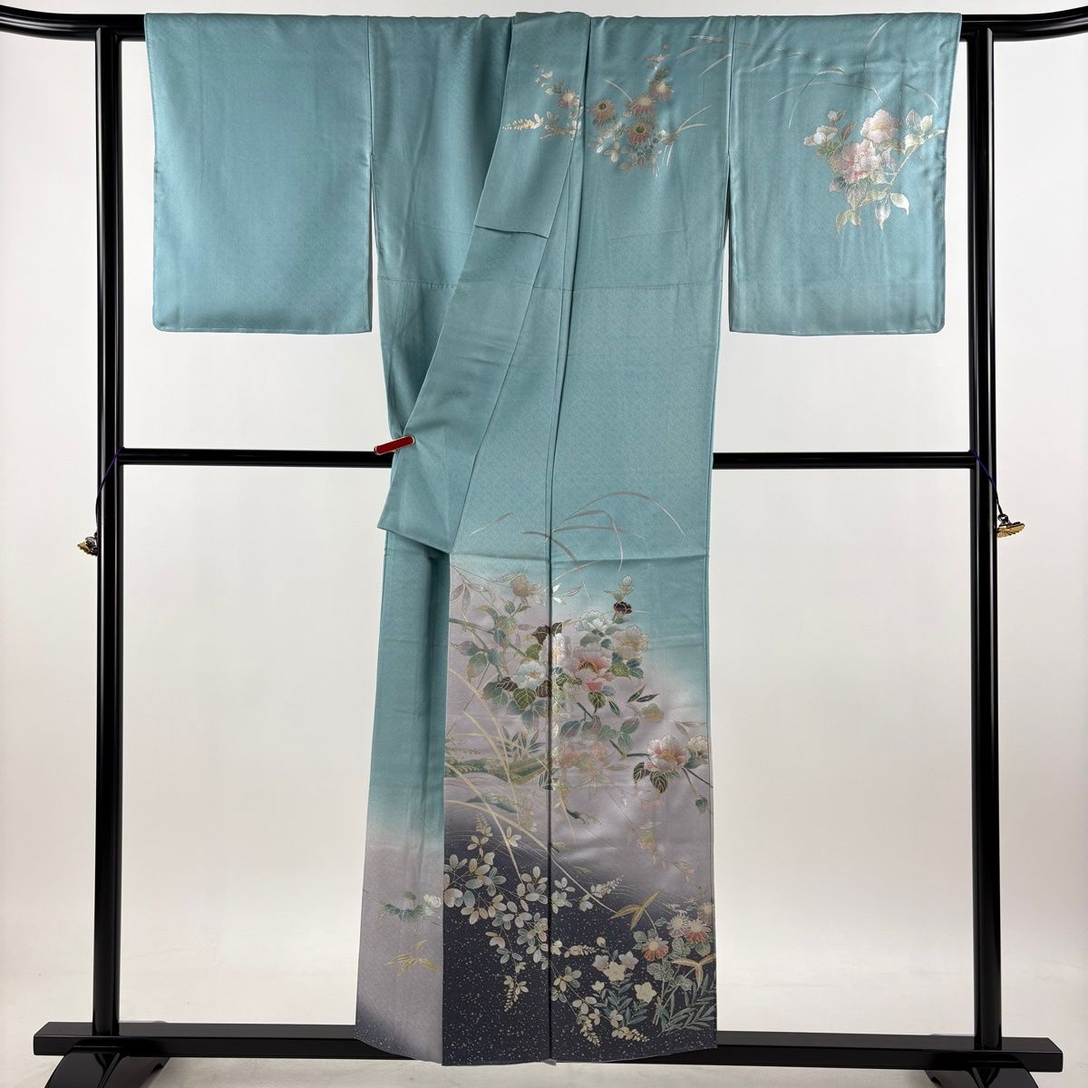 訪問着 身丈153.5cm 裄丈65cm M 袷 藤本隆士 落款 草花 萩 螺鈿 金銀彩