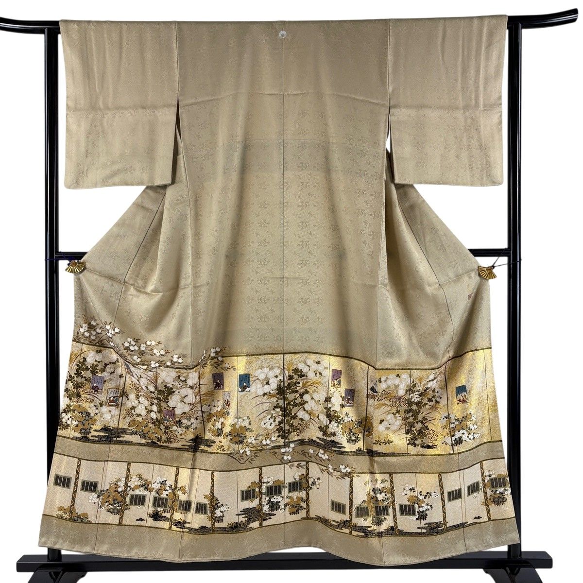 美品 色留袖 身丈155cm 裄丈62.5cm S 袷 松尾光琳 落款 盛菊図 人物