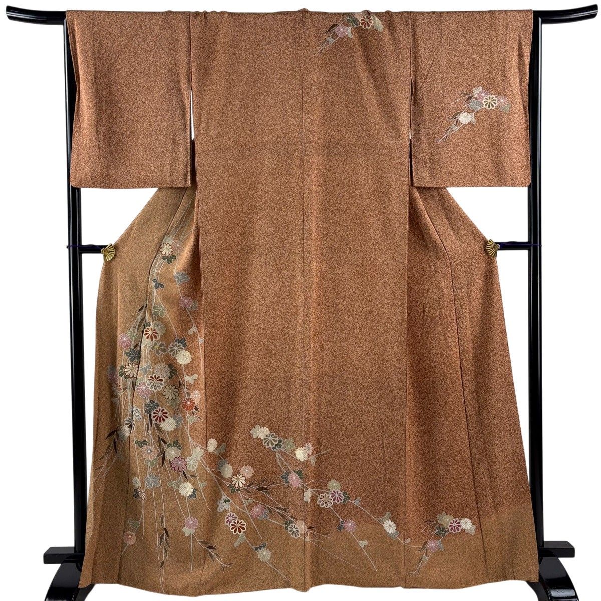 美品】 訪問着 身丈165.5cm 裄丈67cm M 袷 菊 有職文様 金彩 染め分け 美品】 訪問着 身丈165.5cm 裄丈67cm M 袷 菊 有職文様 金彩 染め分け