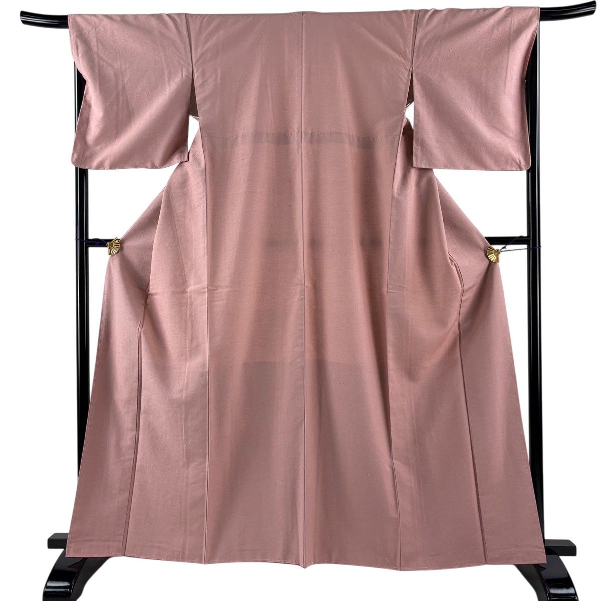 【美品】 紬 身丈163.5cm 裄丈66.5cm M 袷 証紙 ピンク 正絹 秀品 【中古】