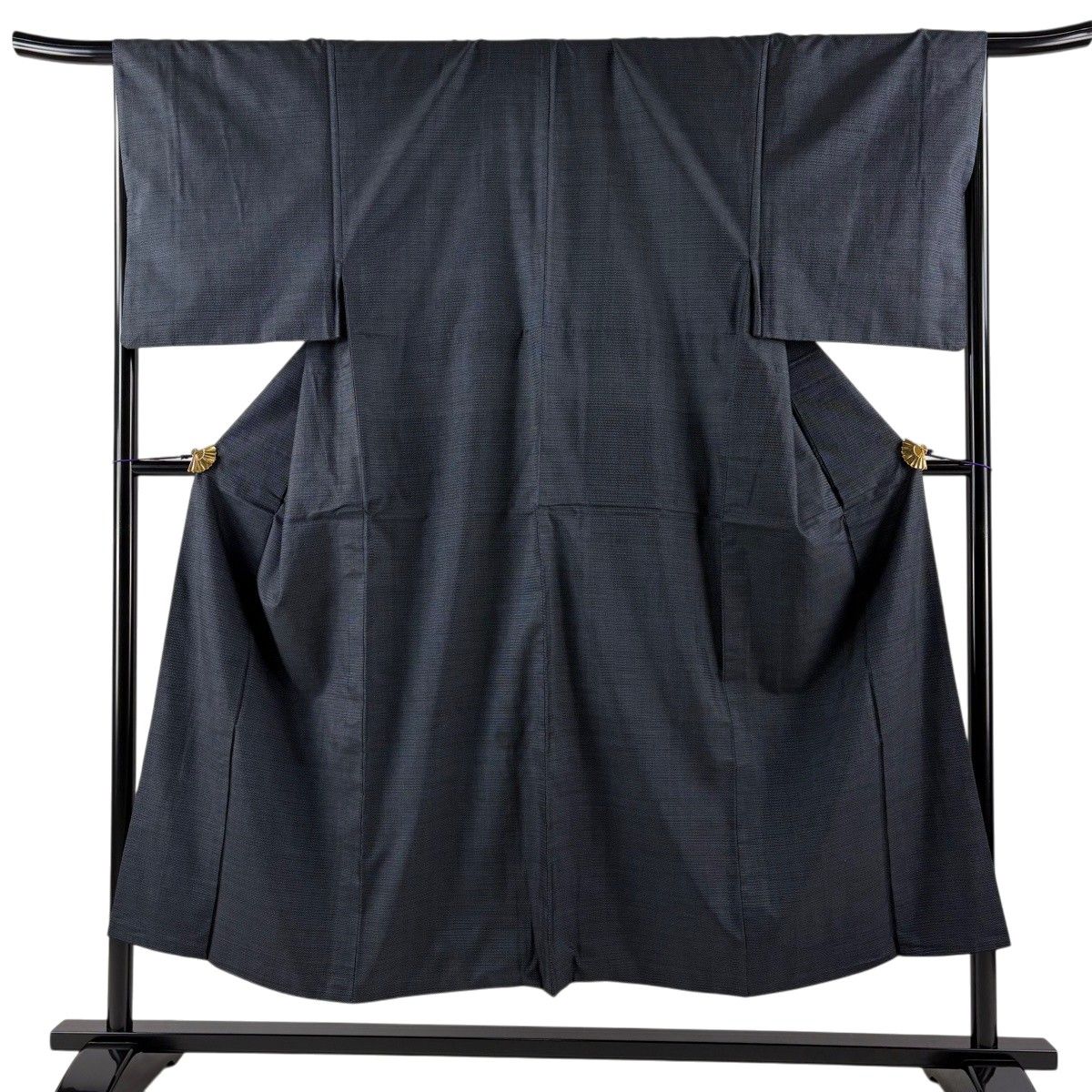 男着物 身丈149cm 裄丈67cm L 袷 アンサンブル 紬 亀甲絣 紺色 正絹 秀品 【中古】
