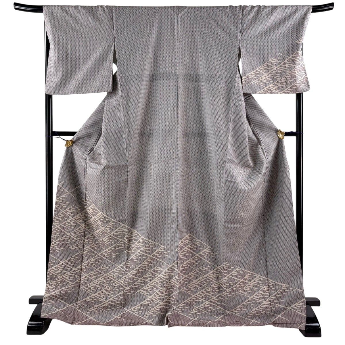 【美品】 付下げ 身丈171cm 裄丈69cm L 袷 幾何学模様 灰紫 正絹 秀品 【中古】 6,600円