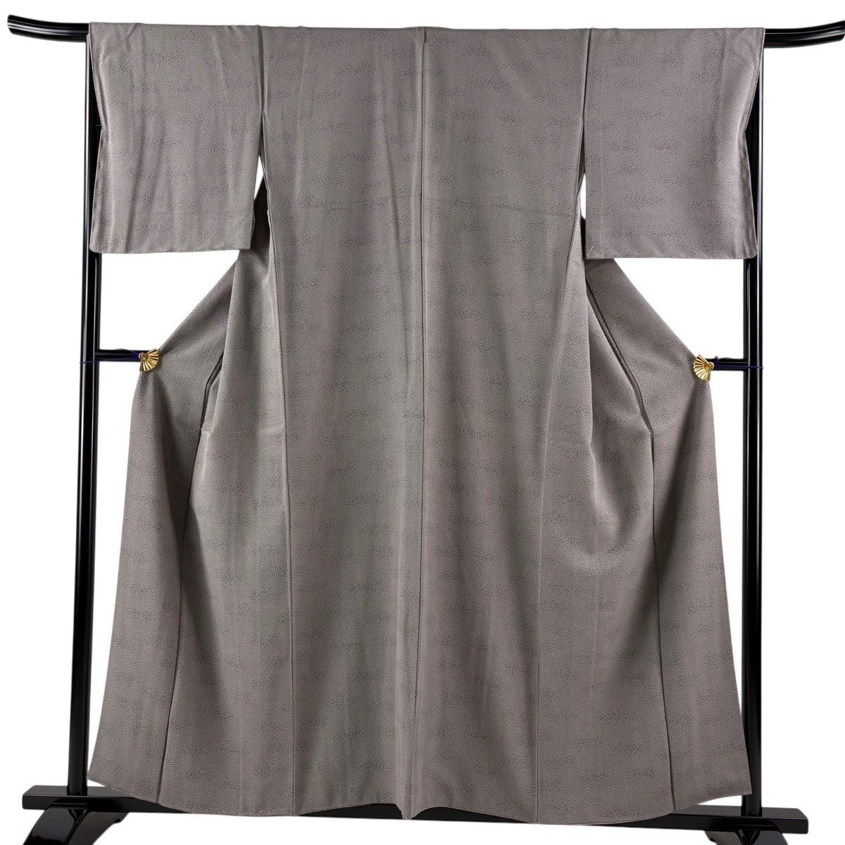 小紋 身丈156cm 裄丈67cm M 袷 幾何学 灰茶 正絹 秀品 【中古】