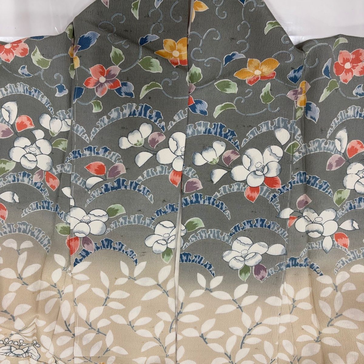 美品】 訪問着 身丈166.5cm 裄丈65.5cm M 袷 辻が花柄 椿 染め分け